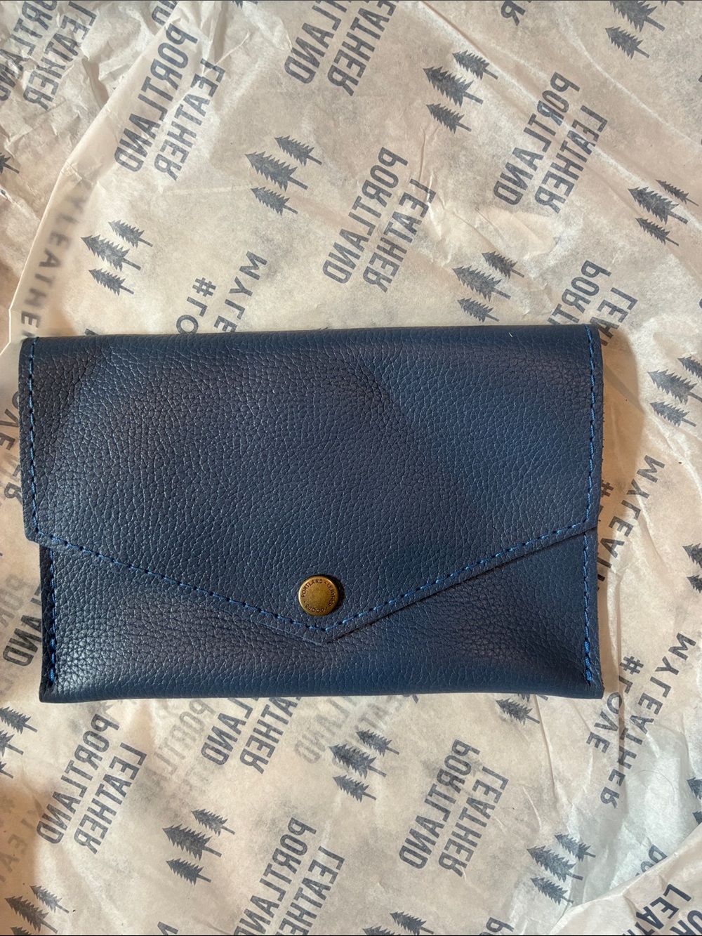 Portland Leather Navy Blue Pebbled Leather envelope Wallet